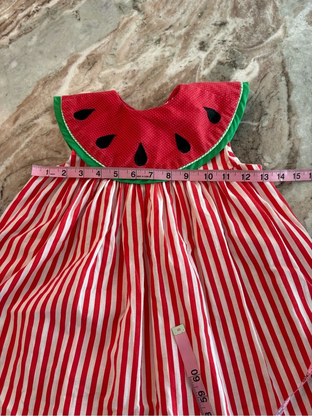 Vintage Girls Red Stripe Watermelon Dress 80'S Summer Made in USA Party Style 4T